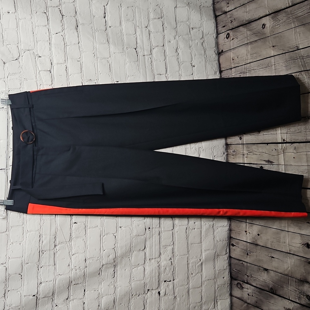 Victoria Beckham Black Trousers with Red Side Stripe